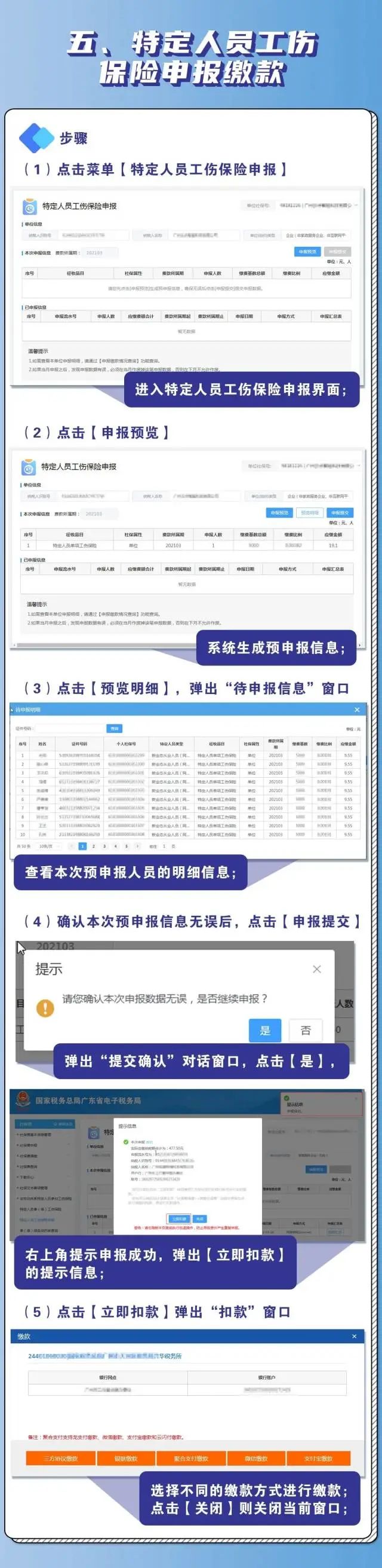 特定人員工傷保險申報繳款。 圖片
